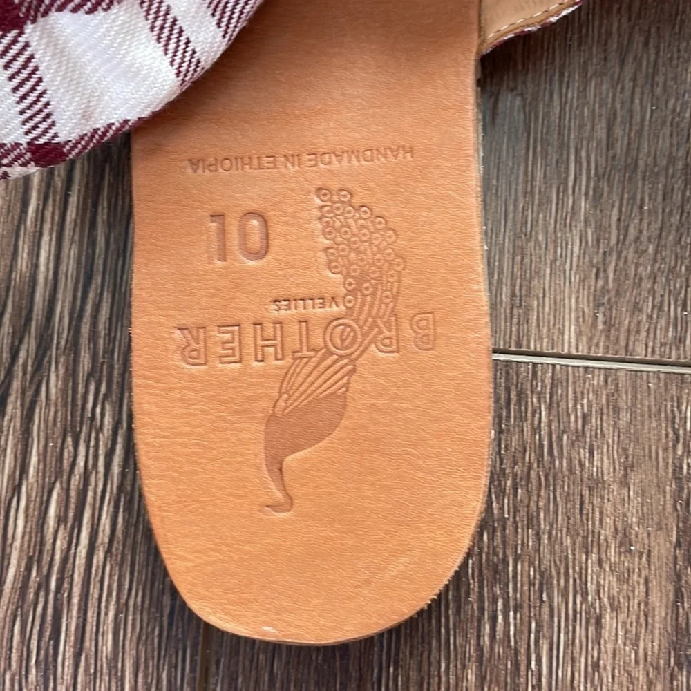 BROTHER VELLIES Stripe Topanga Picnic Canvas Burkina Slide Sandals 10